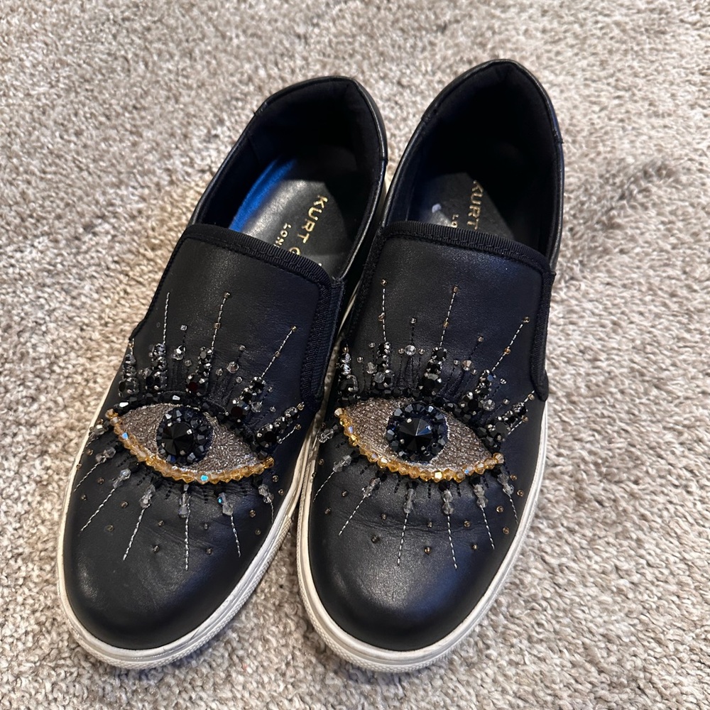 Kurt Geiger Black and Gold Embellished Sneakers